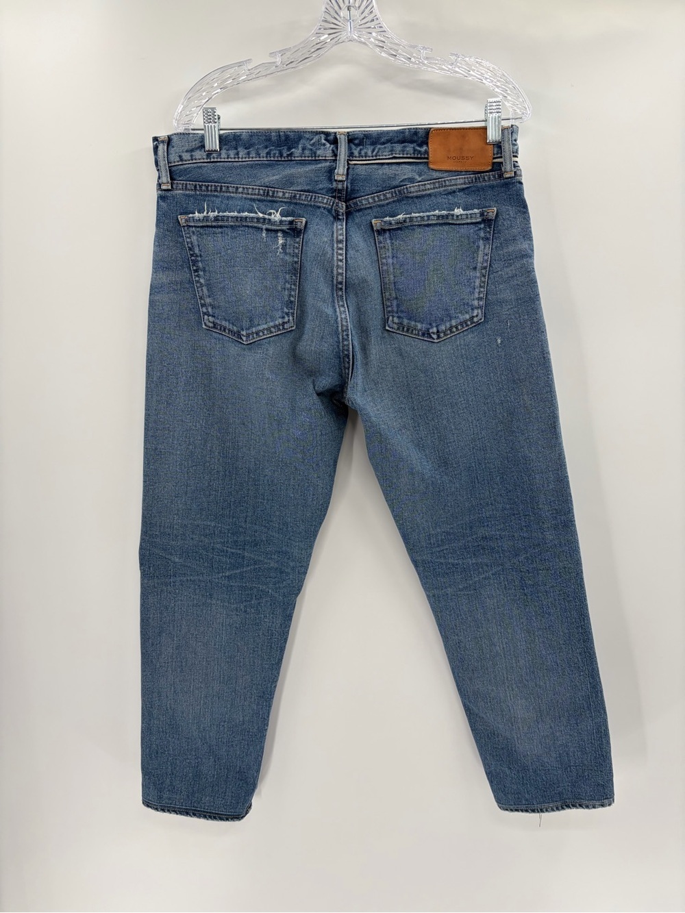 Moussy Light Vintage Denim Avenal tapered mid rise blue cropped Jeans size 34 - Picture 11 of 16